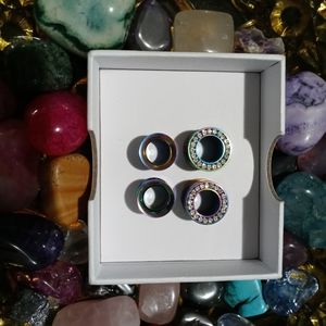 11 Pairs! 00g plugs gauges Rainbow Rhinestone Tear